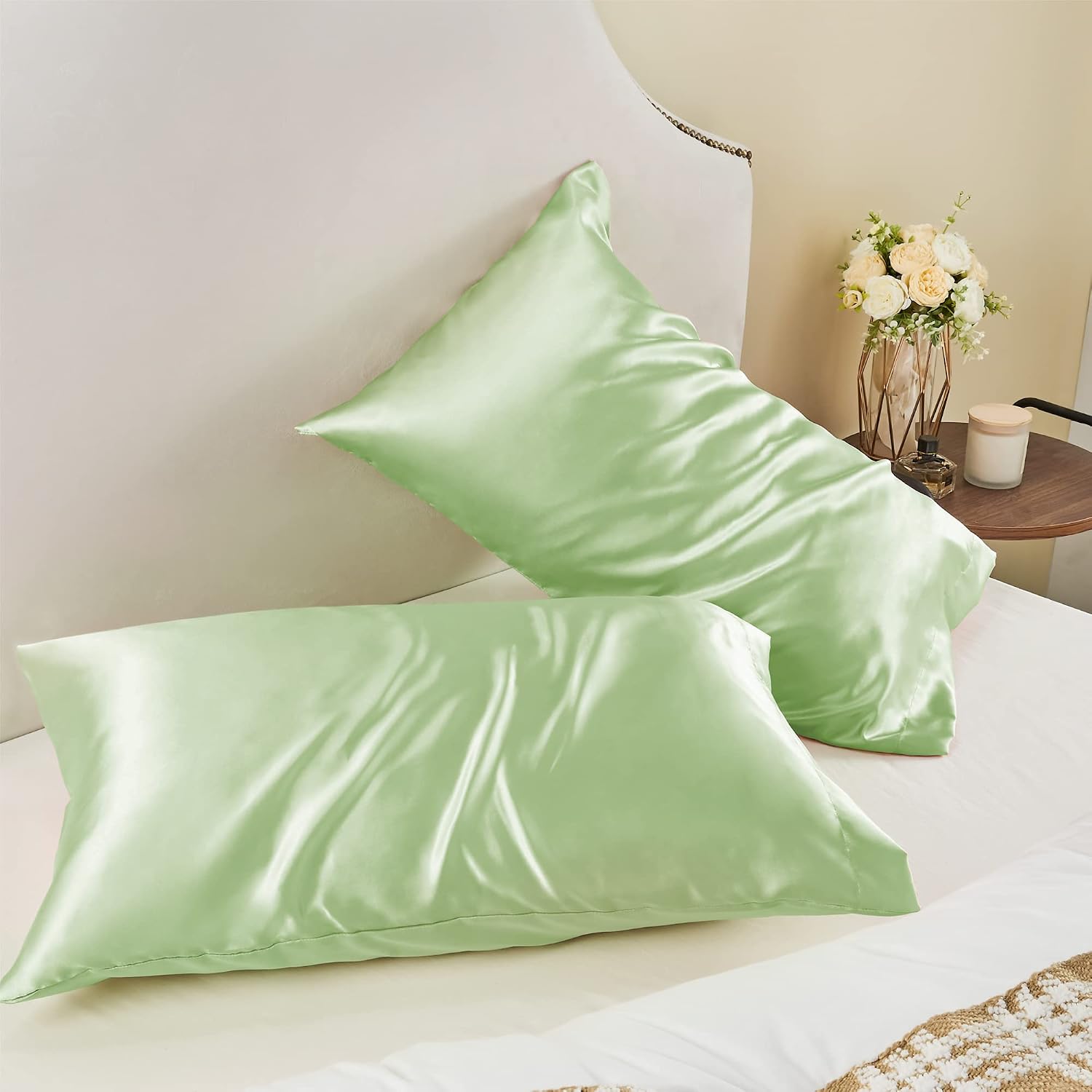 Bedelite Satin Pillowcase for Hair and Skin, Super Soft and Cooling Similar to Silk Pillow Cases 2 Pack with Envelope Closure, Gift for Wom…