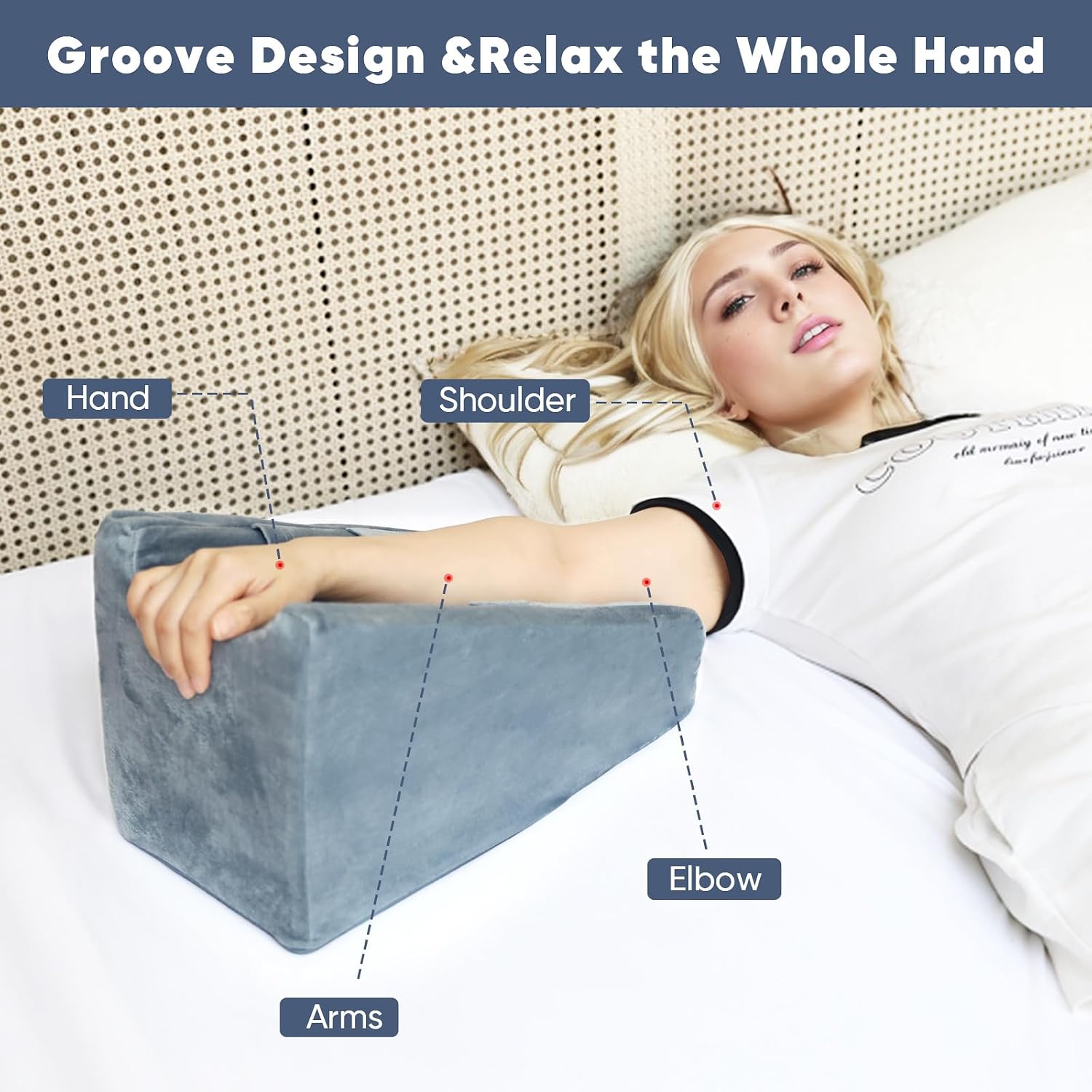 Tbxonmow Arm Elevation Pillow Arm Wedge Pillows for Adults Arm Support Pillow with Pocket for Post Surgery Elbow Rest Pillow with Removable…