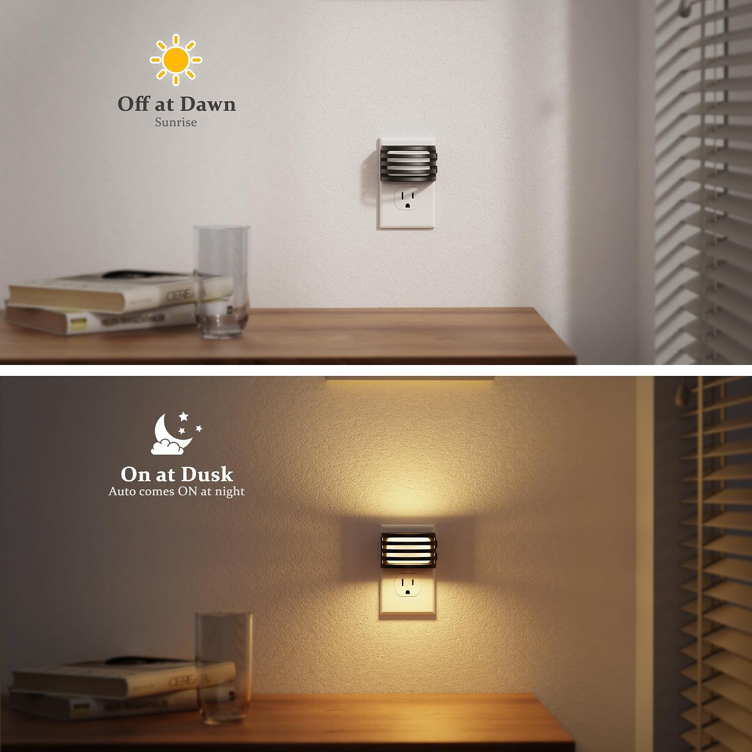JandCase LED Night Lights Plug into Wall, [2 Pack] Night Light with 3 Colors 3000K-5000K-Amber, 3 Level Brightness Adjustable Plug in…