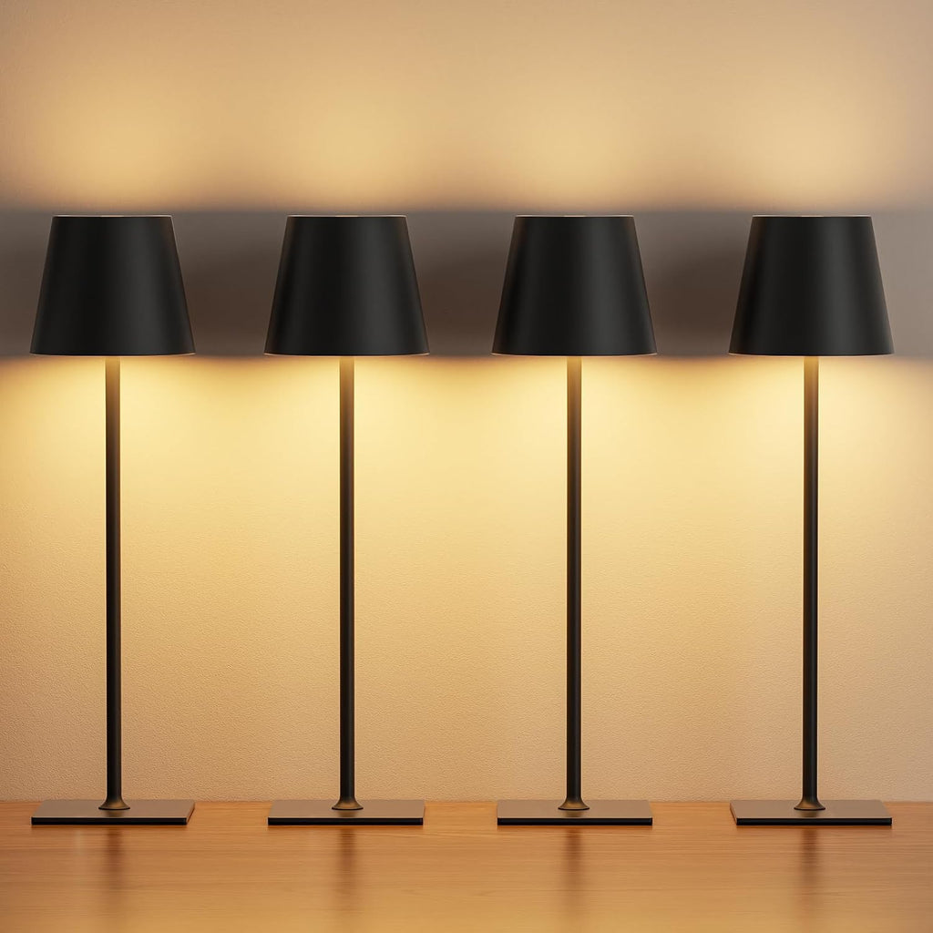Kakanuo Cordless Rechargeable Table Lamp Black 5000mAh Battery Operated Lamps, 3 Colors Stepless Dimming Touch Lamp for Dining, Living…