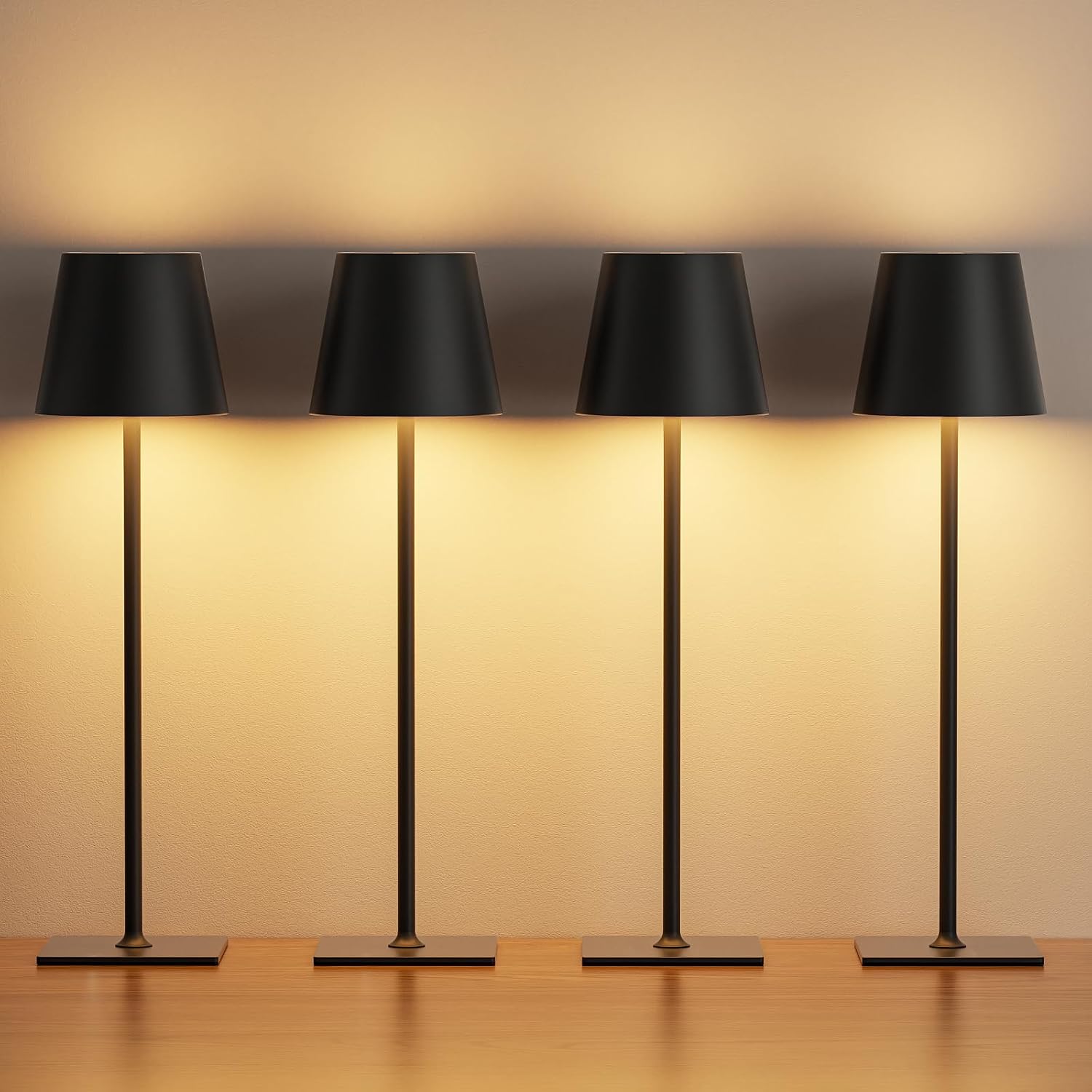 Kakanuo Cordless Rechargeable Table Lamp Black 5000mAh Battery Operated Lamps, 3 Colors Stepless Dimming Touch Lamp for Dining, Living…