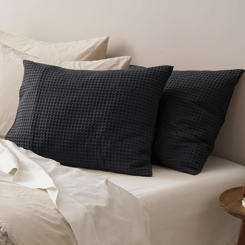 Phf Ultra Soft Waffle Weave Pillow Shams King Size, No Insert, 2 Pack 20" x 36" Pillowcases, Breathable & Skin-Friendly Pillow Cases, Stylis…