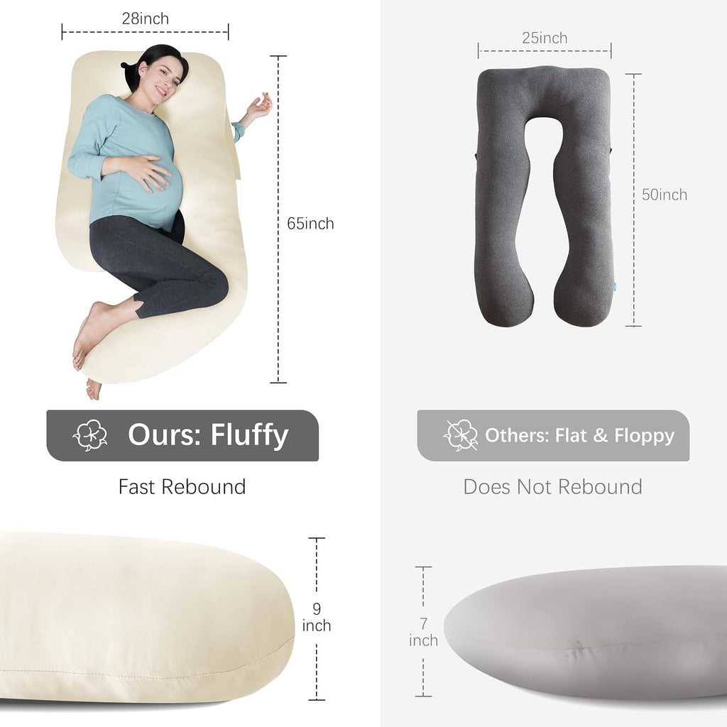 Moonpark MOON PARK Pregnancy Pillows for Sleeping - U Shaped Full Body Maternity Pillow with Removable Cover - Support for Back, Legs, Bell…