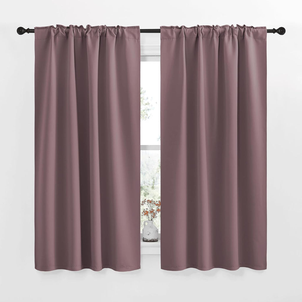 NICETOWN Blackout Curtain Panels for Living Room - (Dry Rose Color) 42x50 inch, 2 Panels Set, Room Darkening Blackout Drapes for Window