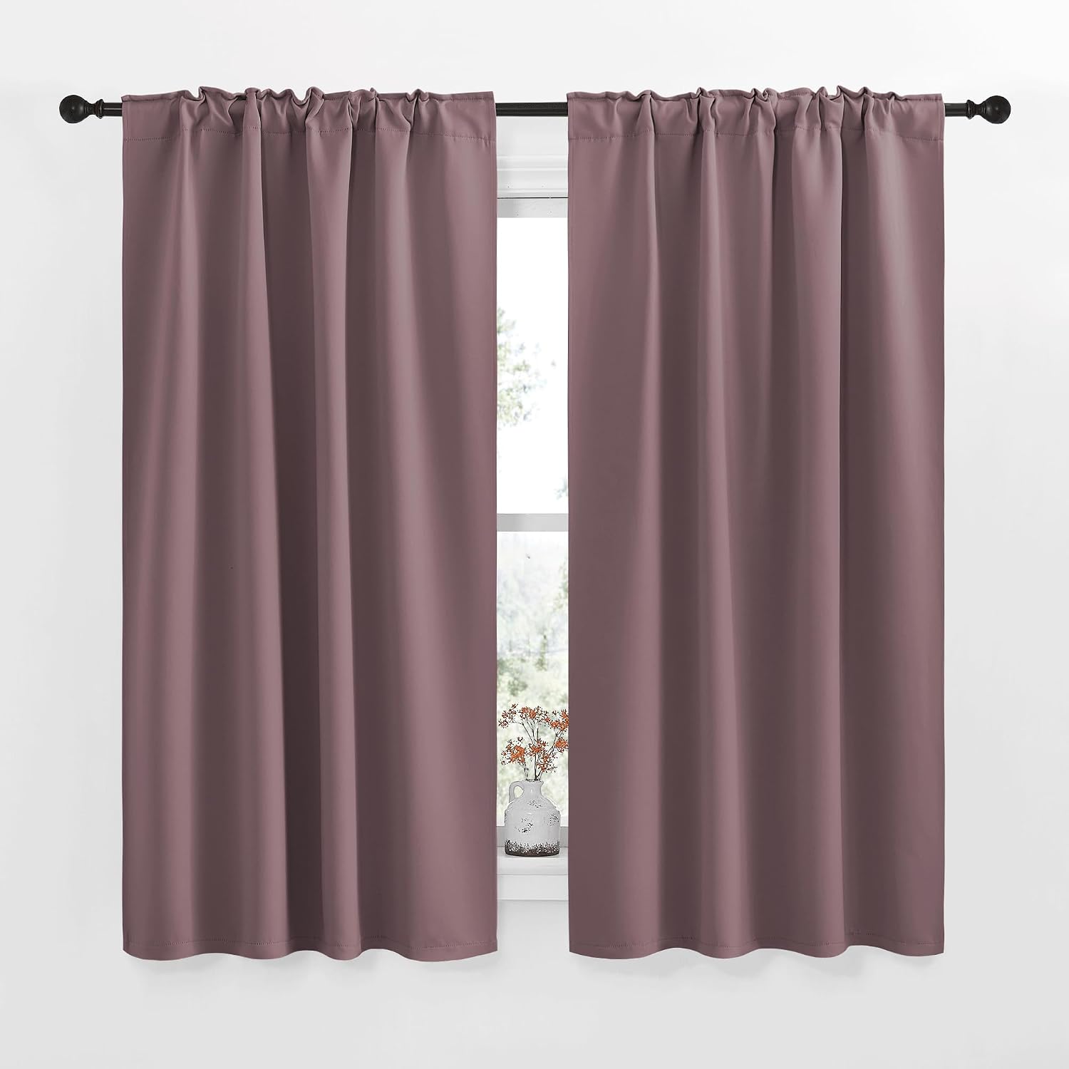 NICETOWN Blackout Curtain Panels for Living Room - (Dry Rose Color) 42x50 inch, 2 Panels Set, Room Darkening Blackout Drapes for Window