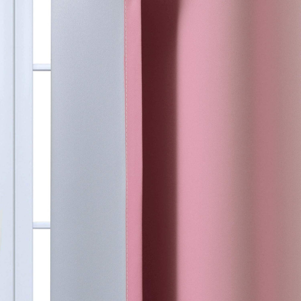 Yakamok Room Darkening Gradient Color Ombre Curtains 84 Inch Length, Thermal Insulated Grommet Window Drapes for Living Room/Bedroom (Pink…