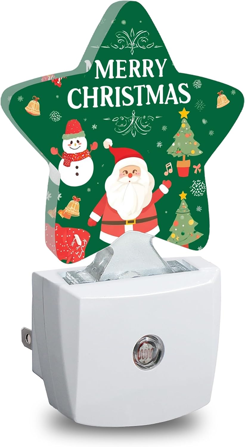 Star Night Light with Dusk to Dawn Sensor, Santa Claus Plug in Night Light for Kids Bedroom Nursery, Soft Warm Glow Lamp for Hallway…