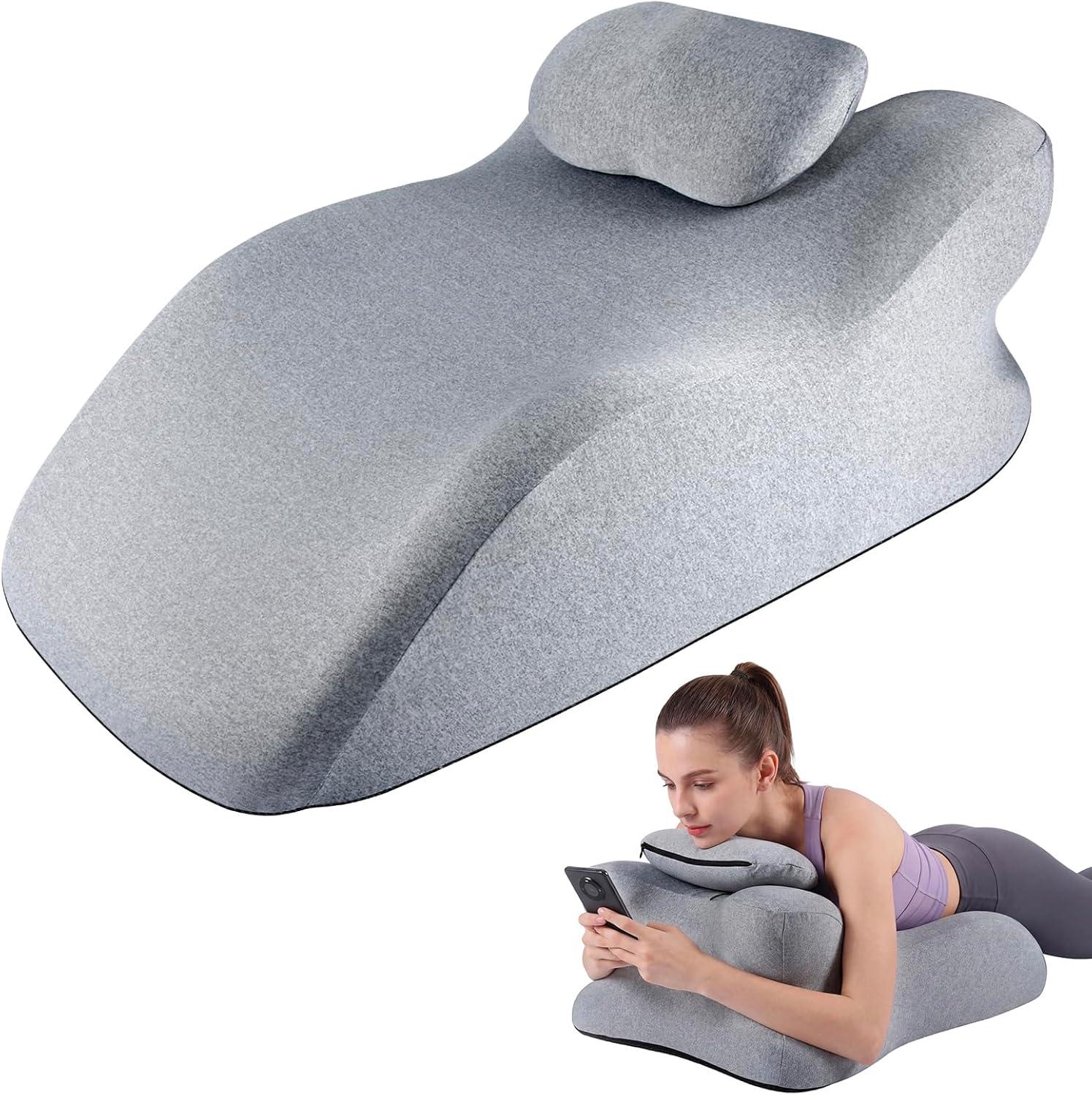 Ergonomic Contoured Support Pillow, 27°Angle Wedge Memory Foam Pillow, Multi-Functional Neck Back Waist Pillow for Bed Sleeping &…
