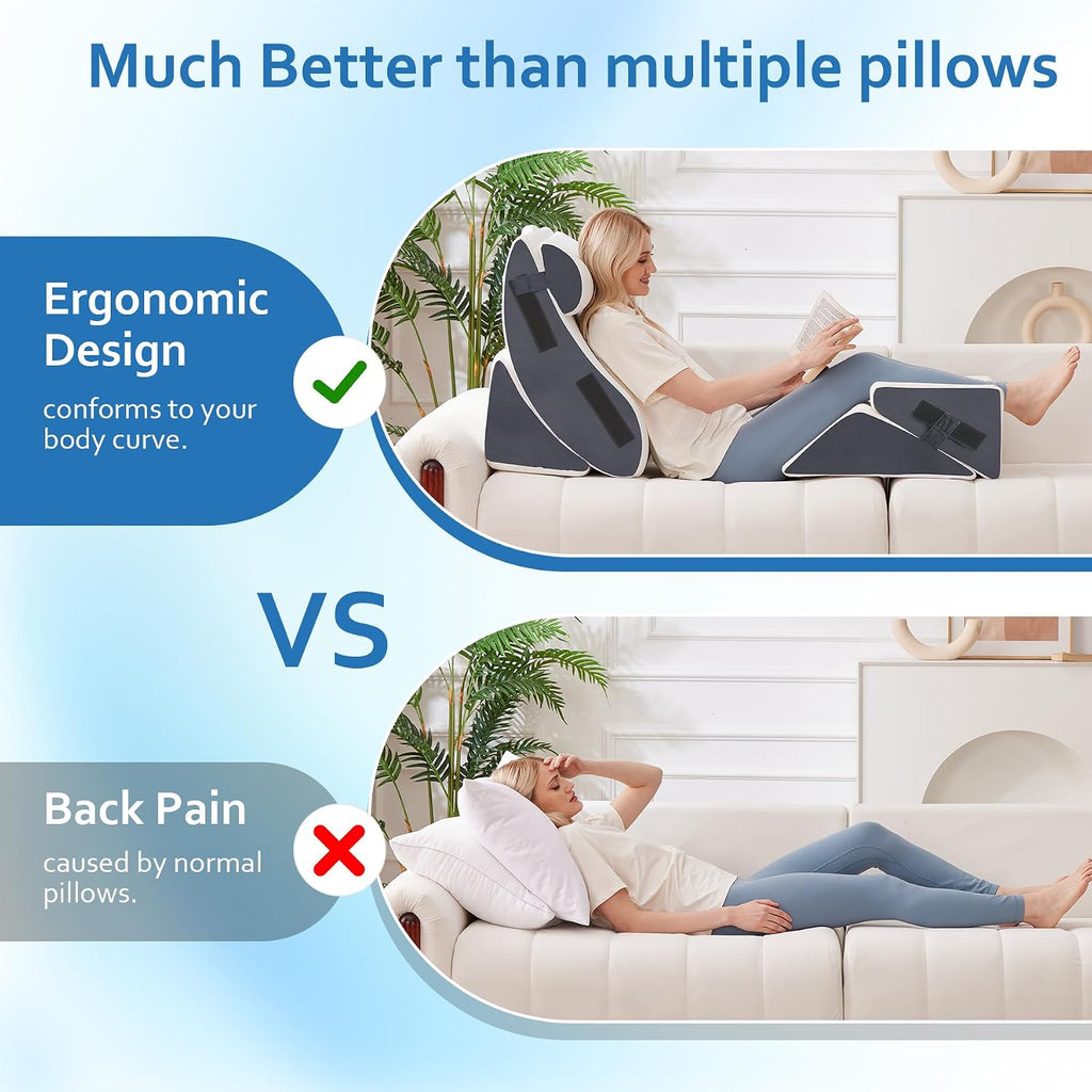 Ahpmeoa 5Pcs Wedge Pillow Set for After Surgery, Orthopedic Bed Wedge Pillow Set for Post Surgery, Acid Reflux Relief, Sleeping, Back, Adj…