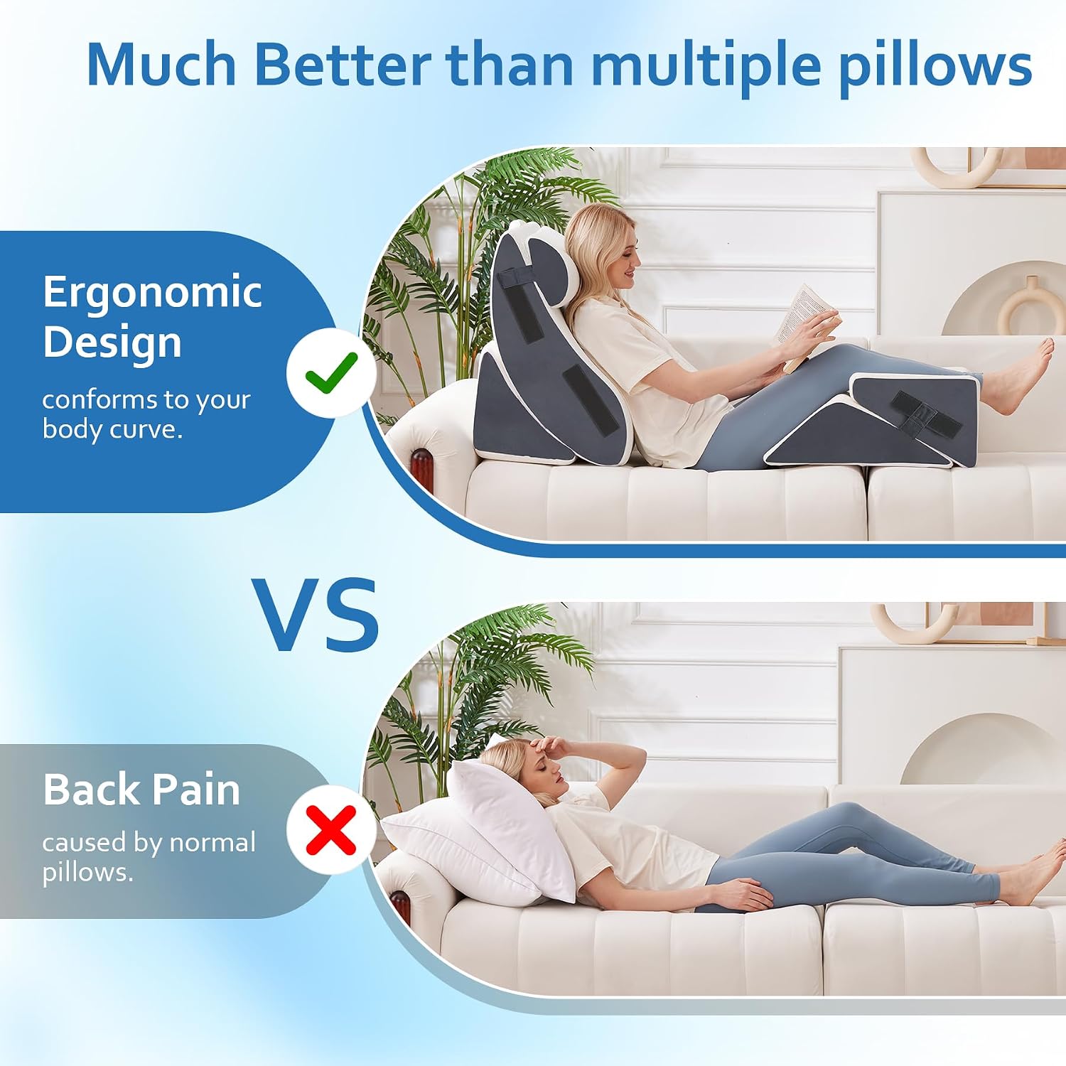 Ahpmeoa 5Pcs Wedge Pillow Set for After Surgery, Orthopedic Bed Wedge Pillow Set for Post Surgery, Acid Reflux Relief, Sleeping, Back, Adj…