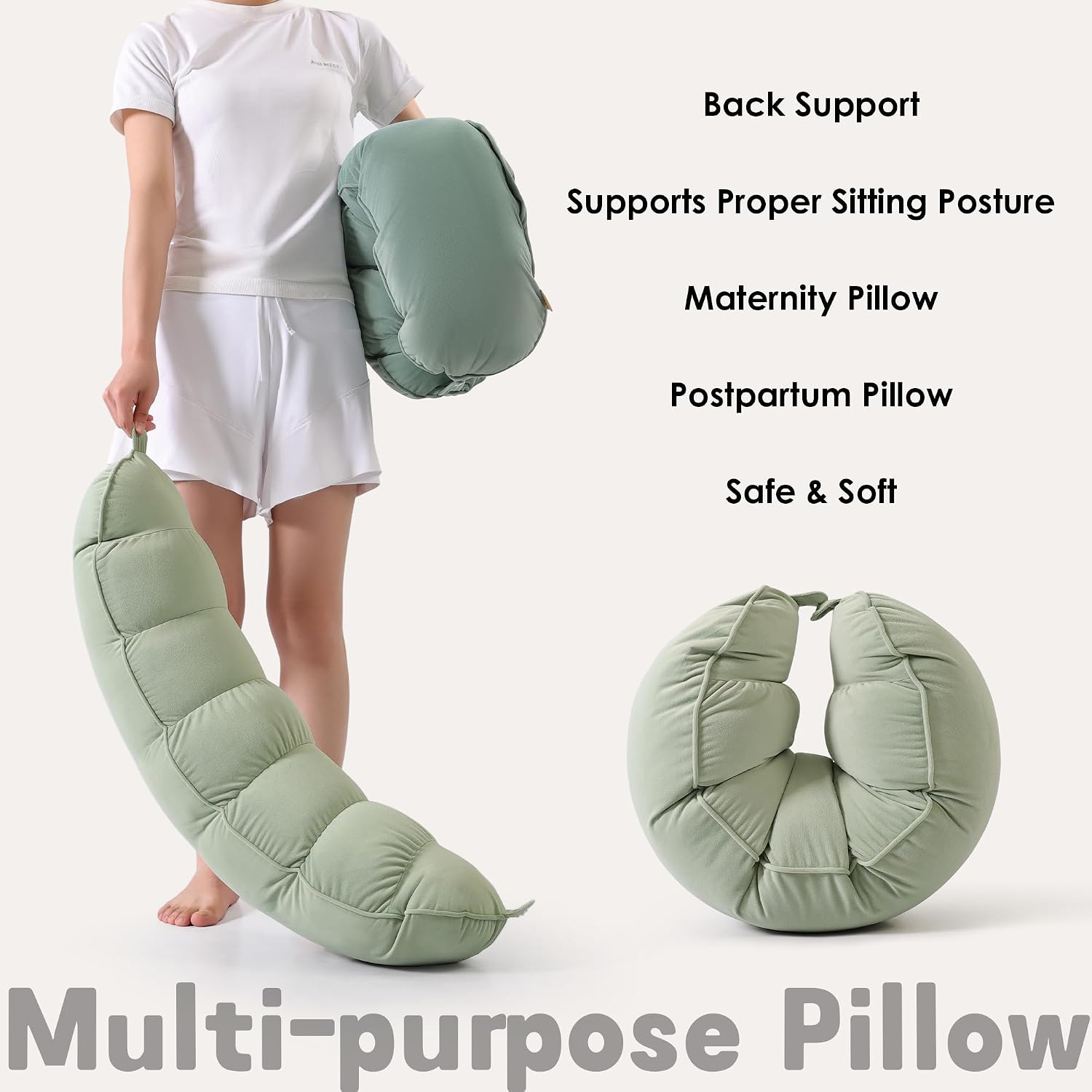 Peallow(Pat. Pend) – Long Round Body Pillow for Adults, Bolster Pillow for Sleeping, Soft and Supportive Pillow for Sleeping & Lumbar…