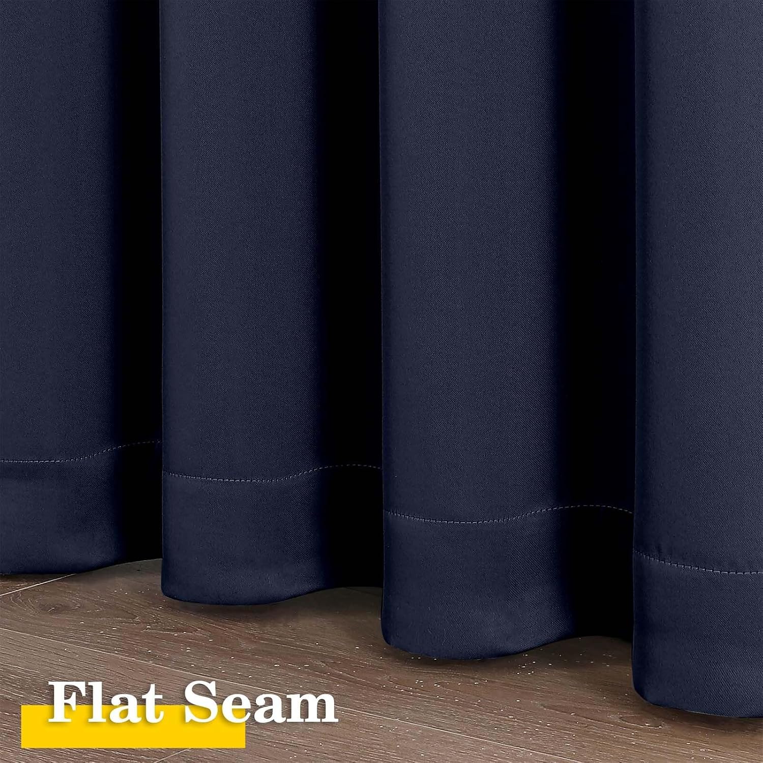 WelvetBLK Navy Blue Room Darkening Curtains for Bedroom Living Room 45 Inch Length 2 Panels Set, Soft Solid Thermal Insulated Rod Pocket Sh…
