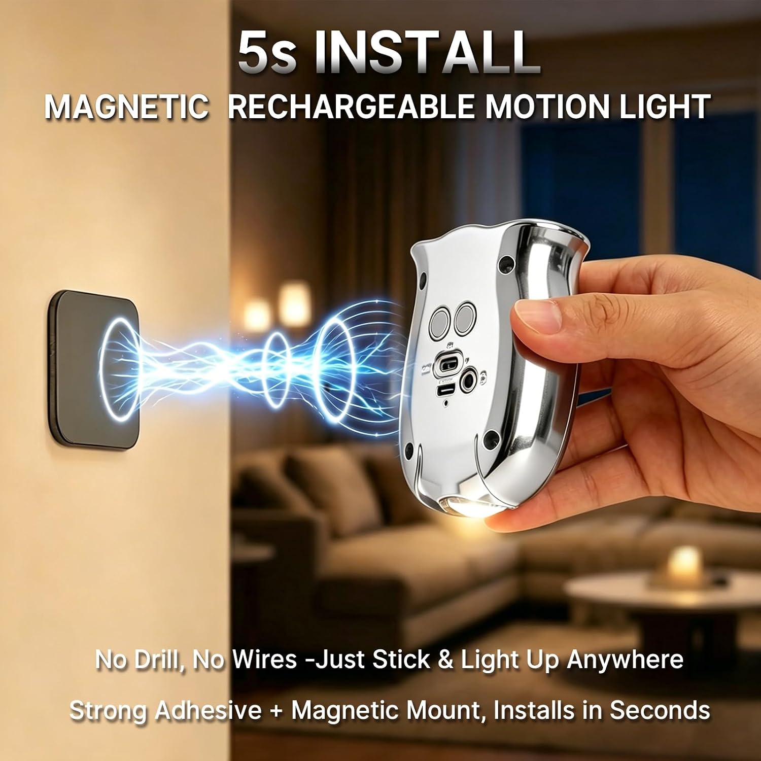 Motion Sensor Night Light: 1200mAh Rechargeable Wall Sconce 2pcs Magnetic Stair Lights Indoor Wireless Wall Sconces Night Light for…