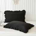 Merryword Black Pillow Shams Standard Pillowcases 20x26inch Black Ruffle Cute Pillow Cover Set of 2 Shabby Chic Soft Microfiber Pillowcases…