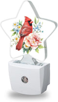 Night Lights Plug Into Wall Decorative, Red Cardinal Bird Nightlights for Kids Bedroom, Spring Flowers Energy Efficient Dusk-to-Dawn…