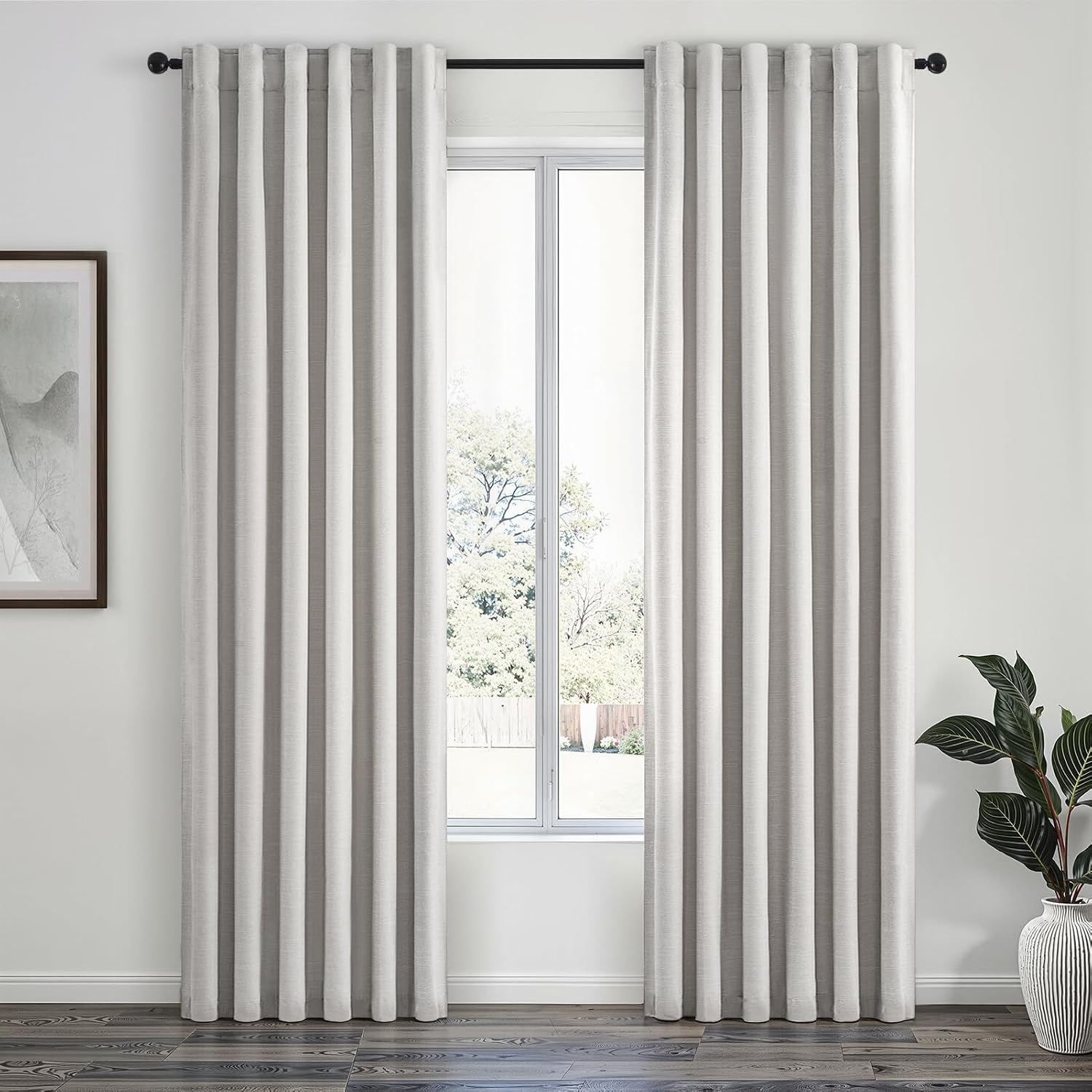 Topfinel 84 Inch Longth 40 Inch Wide 100% Blackout Linen Curtains 2 Panels Set for Bedroom Back Tab Rod Pocket Pleated Thermal Insulated En…