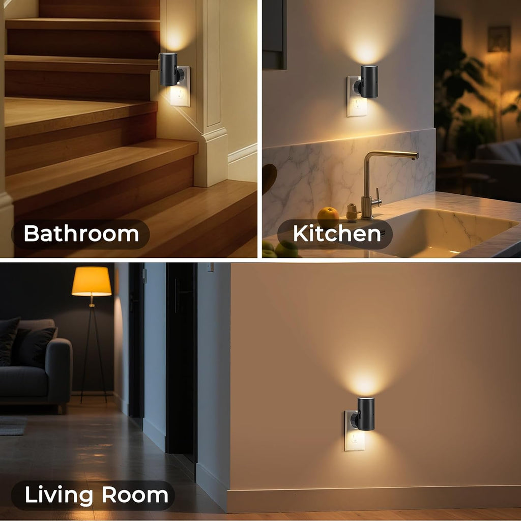 TSEXES Plug-in LED Night Lights with Motion Sensor, 0-300LM Adjustable Brightness, Nightlight Plug into Wall for Bathroom, Hallway…