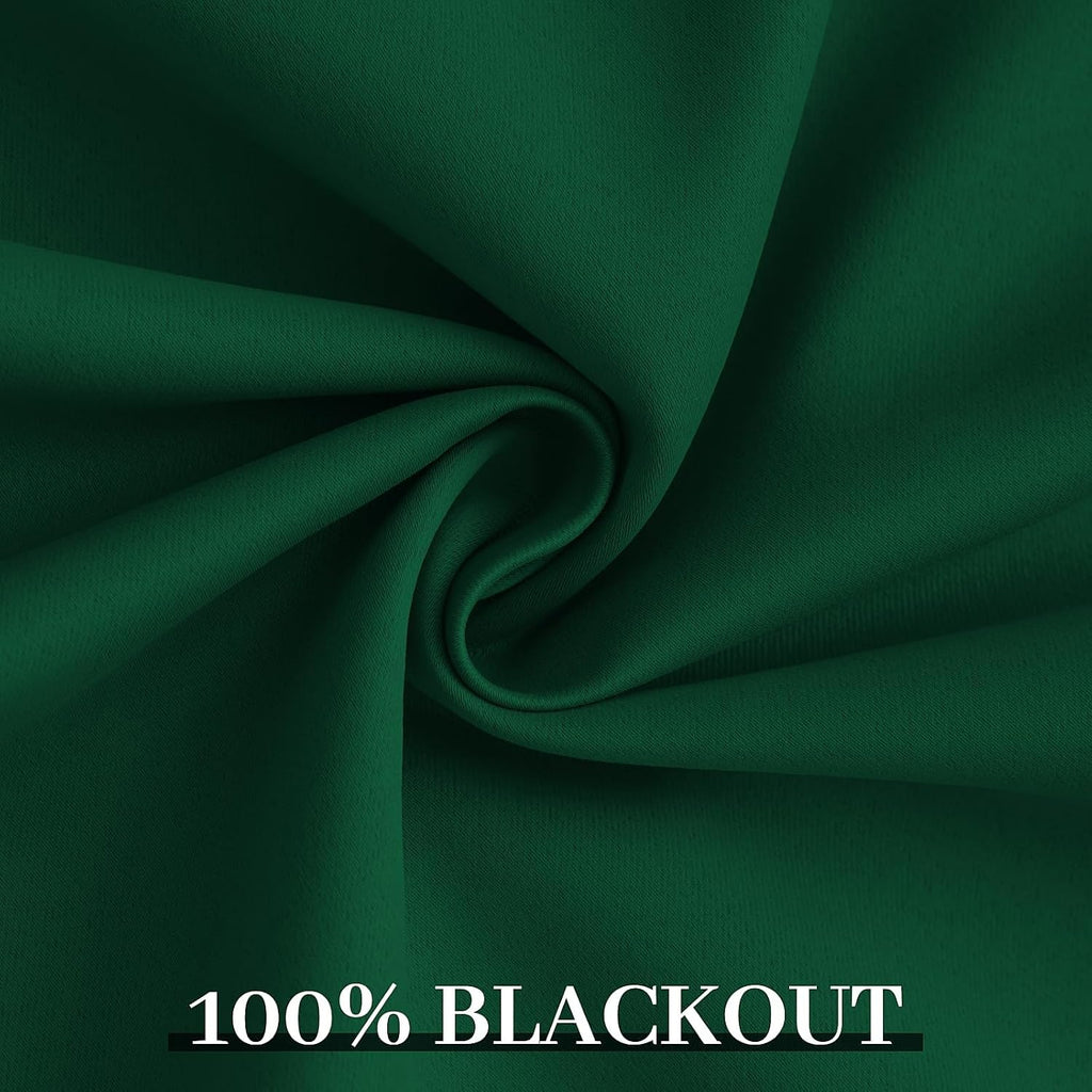 Yakamok 100% Blackout Curtains Dark Green Room Darkening Thermal Insulated with 2 Thick Layers-Hunter Green Window Drapes Set of 2 Panels f…