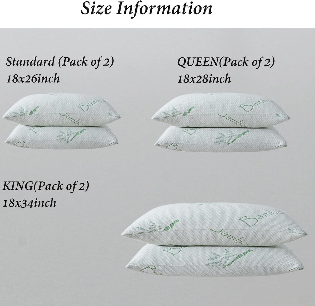 Hoxxme Single Memory Foam Pillows King Size Set of 1, Cooling Rayon Pillow with Breathable Cover, Bed Pillow for Sleeping 1 Pack, Firm Adju…