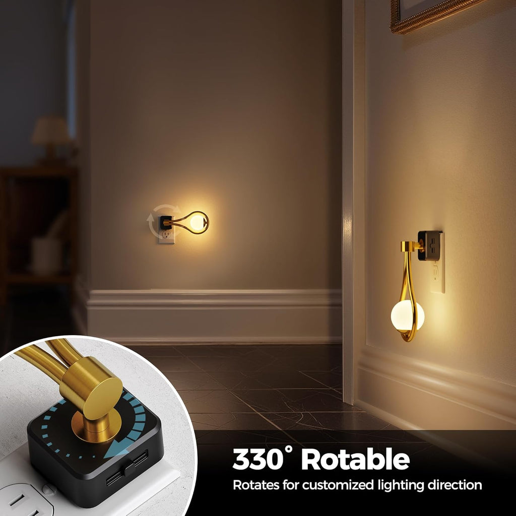 Briignite LED Night Light, Night Lights Plug into Wall, 0-100LM Dimmable Nightlight, 330° Rotating with Dusk to Dawn Sensor, Adjustable…