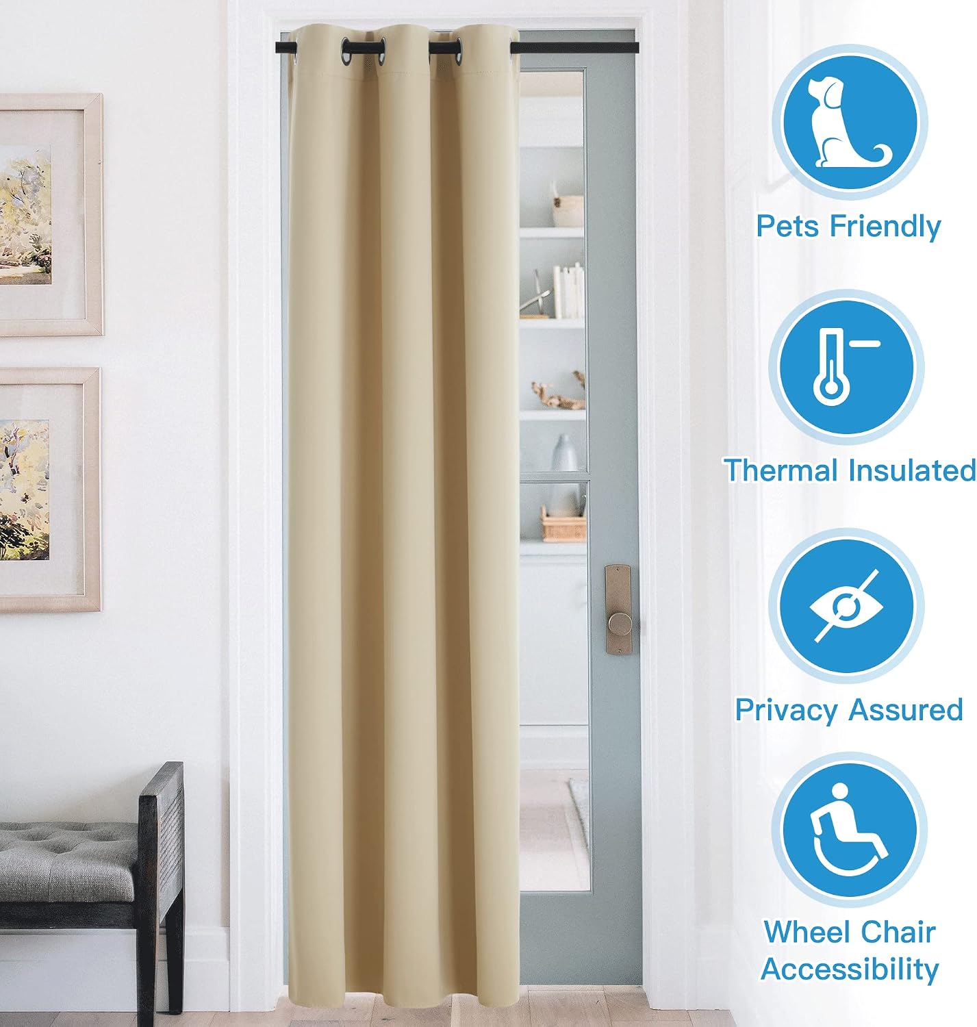 Rybhome RYB HOME Blackout Curtains Thermal Insulating Privacy Temporary Door Curtains for Bedroom Closet Doorway Accordion Door Interior Li…