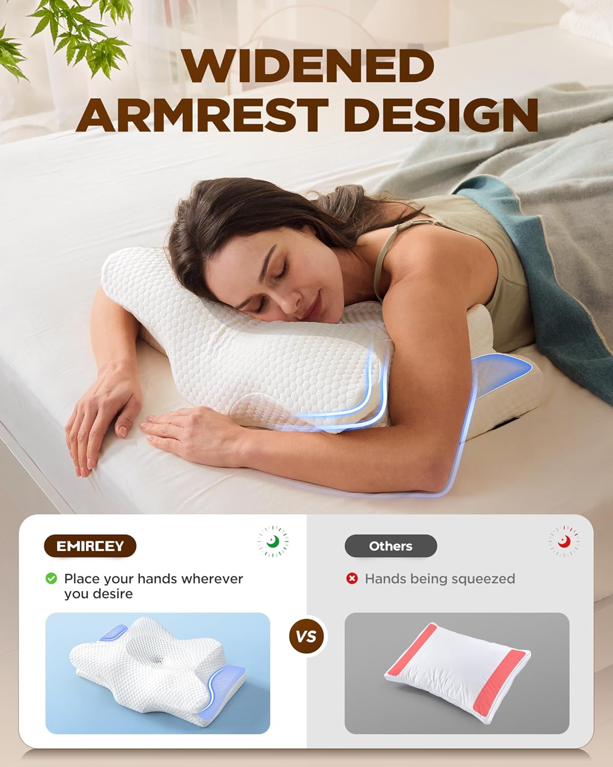 Emircey Sleep Cervical Neck Pillow Sleeping, Ergonomic Contour Side Sleeper Pillows Adults, Cooling Orthopedic Pillow Suppo…