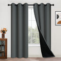 Yakamok 84 Inch Length 100% Blackout Curtains for Bedroom, 2 Thick Layers Thermal Insulated Grommet Total Blackout Drapes with Black Liner…