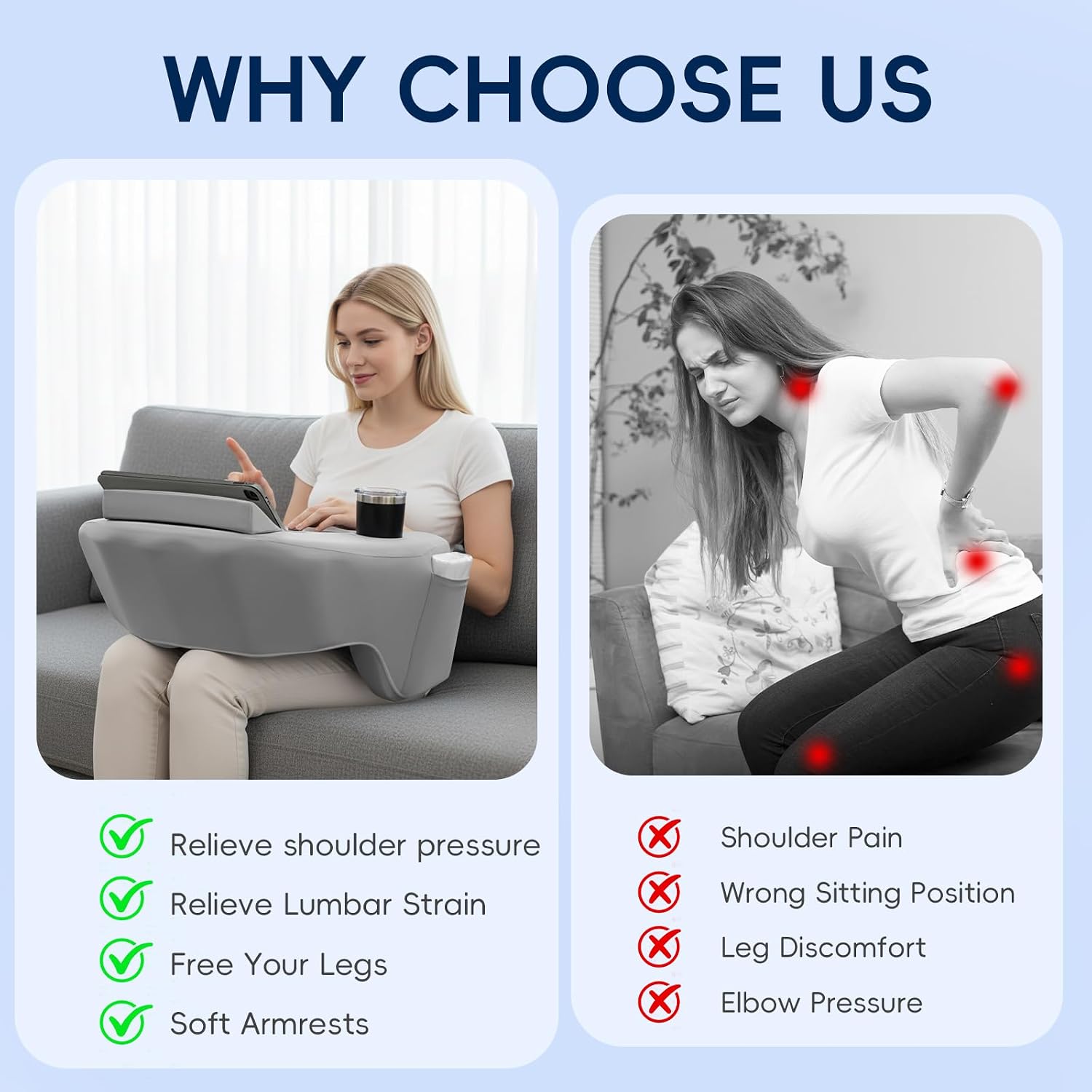 Reading Pillow for Gaming, Large Arm Rest Pillow for Adult, Memory Foam Desk Pillow with Cup & Phone Holder for Reading, Working…