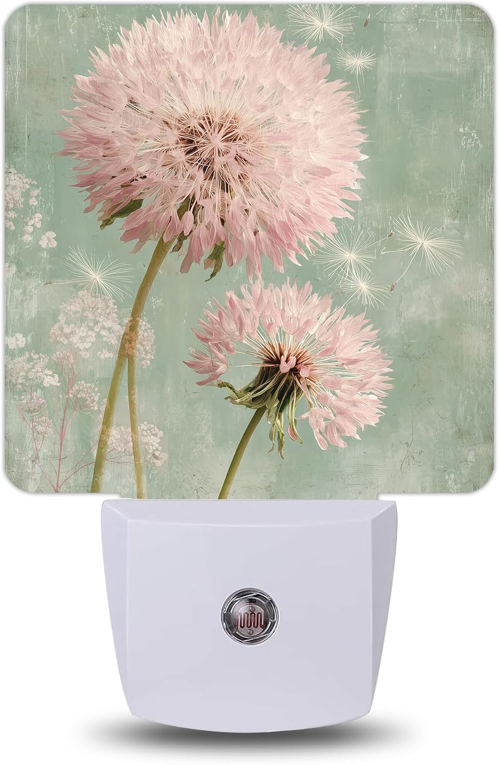 Vintage Pink Dandelion Night Lights Plug into Wall, Night Light with Dusk to Dawn Sensor for Bedroom Bathroom Kitchen Hallway Stairs…
