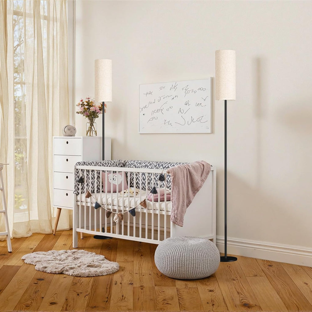 Set of 2 Dimmable Floor Lamps for Living Room with 2 Remotes and Foot Switch, 64.4”Modern Standing Tall Lamp, Corner Lamp for Bedroom…