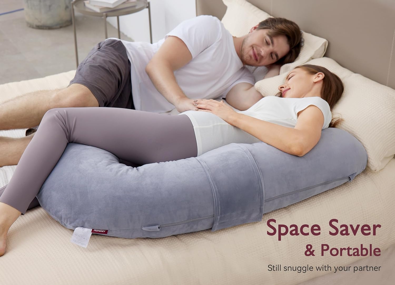 Momcozy Pregnancy Pillow, Original F Shaped Maternity Pillow for Pregnant Women with Adjustable Wedge Pillow, Full Body Support Pregnancy P…