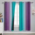 Estelartextiler Estelar Textiler Ombre Teal and Purple Blackout Curtains 72 Inch Length 2 panels, Grommet Thermal Insulated Gradient Drapes…