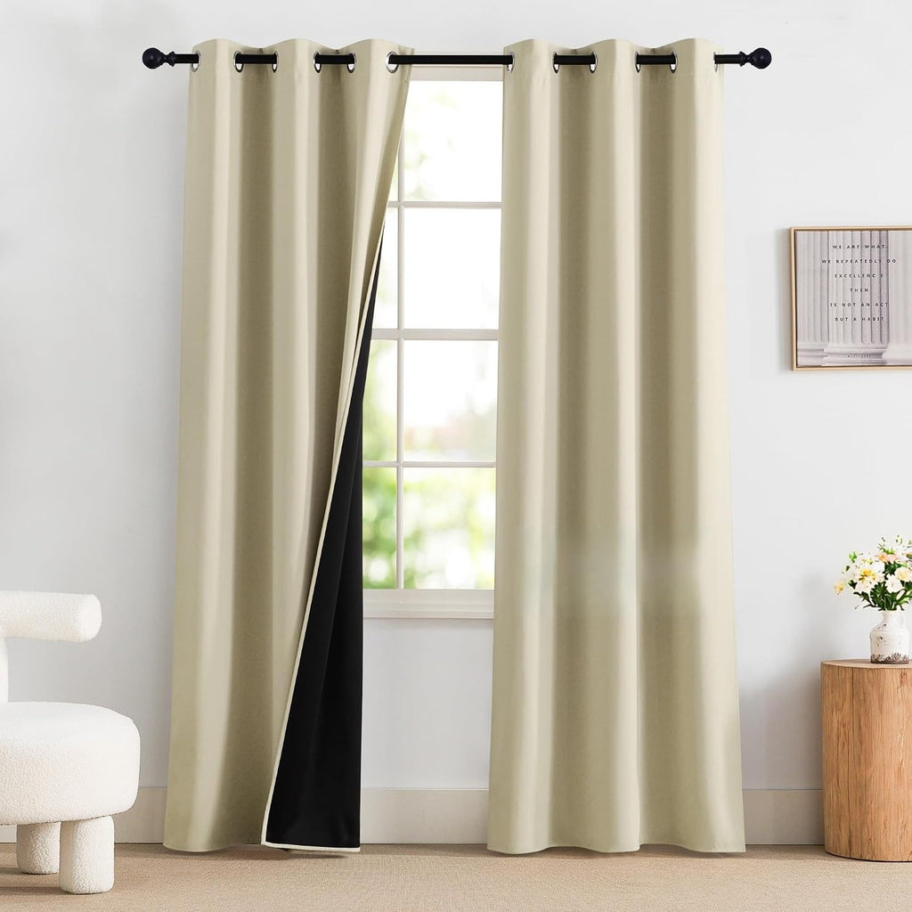 NICETOWN 100% Blackout Curtains for Bedroom 84 inch Long Thermal Insulated Blackout Curtains for Living Room, Energy Saving Grommet…