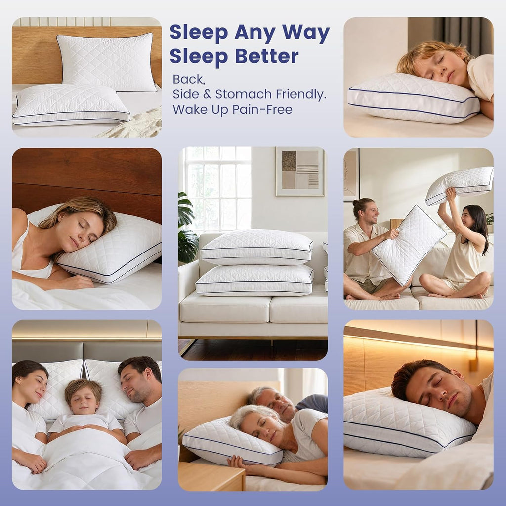 Downstoria Shredded Memory Foam Pillows Queen Size Set of 2, Medium Firm Bed Pillow for Sleeping, Soft Memory Foam Queen Pillows 2 Pack for…