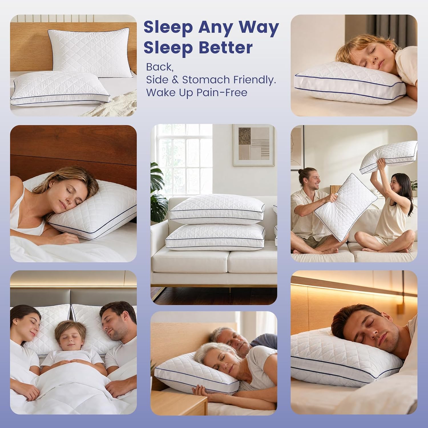 Downstoria Shredded Memory Foam Pillows Standard Size Set of 2, Medium Firm Bed Pillow for Sleeping, Soft Memory Foam Pillows 2 Pack for Si…