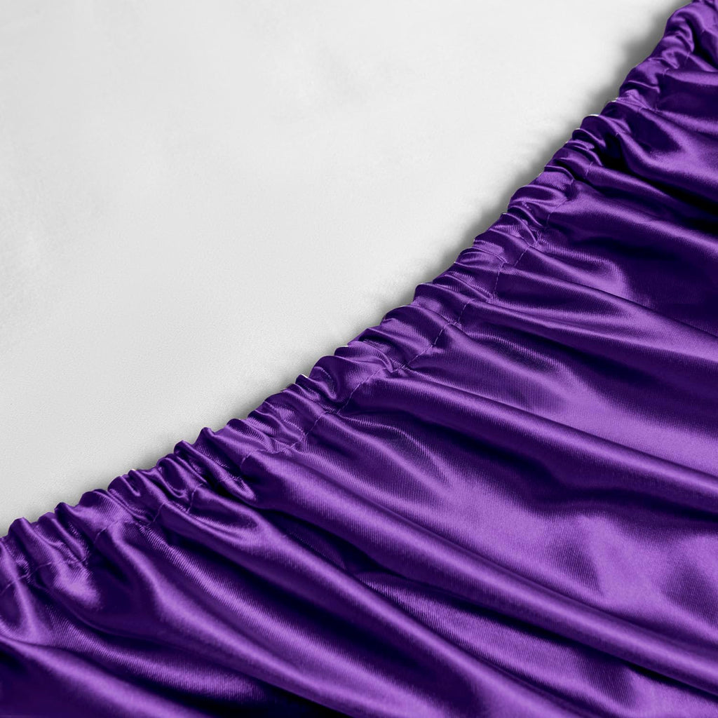 Golal Satin Sheets California King Size - 4 Pieces Luxury Silky Soft Bed Sheets, Wrinkle-Free Dark Purple Satin Silk Sheet Set with 1 Deep…