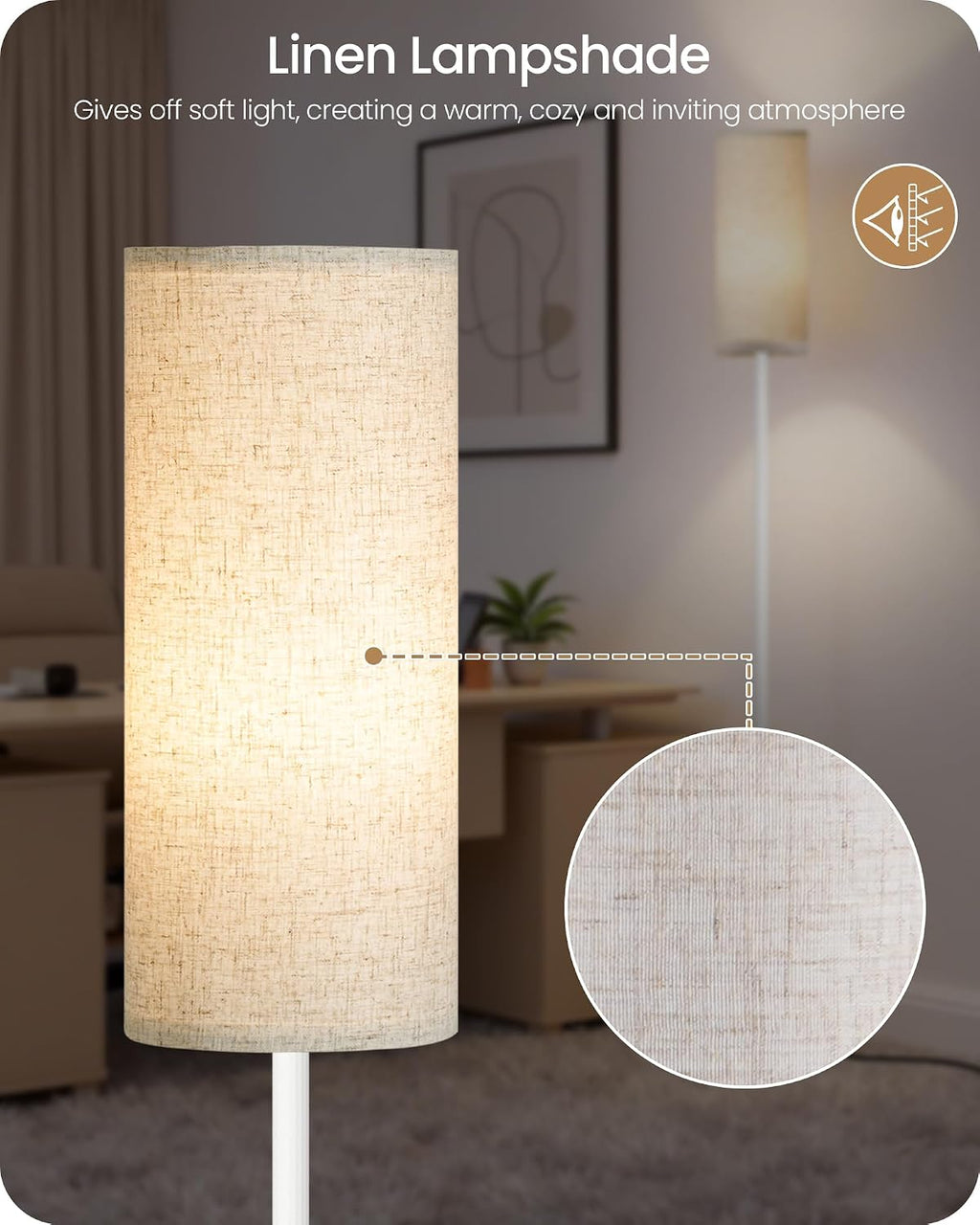 Dimmable Floor Lamps for Living Room with Remote and Foot Switch, 64.4” Modern Standing Tall Lamp, Corner Lamp for Bedroom, Office, Bulb…