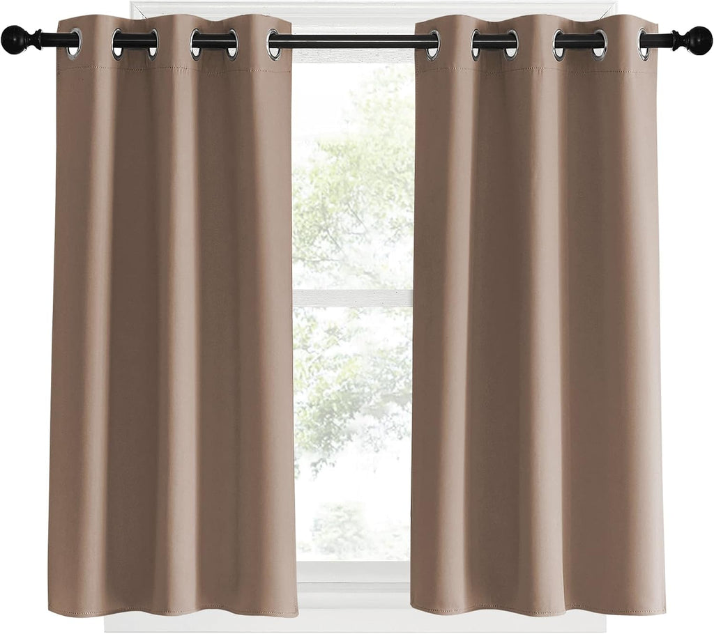 NICETOWN Blackout Small Curtains for Bedroom, W34 x L40, Set of 2, Cappuccino, Triple Weave Grommet Top Thermal Insulated Light Blocking…