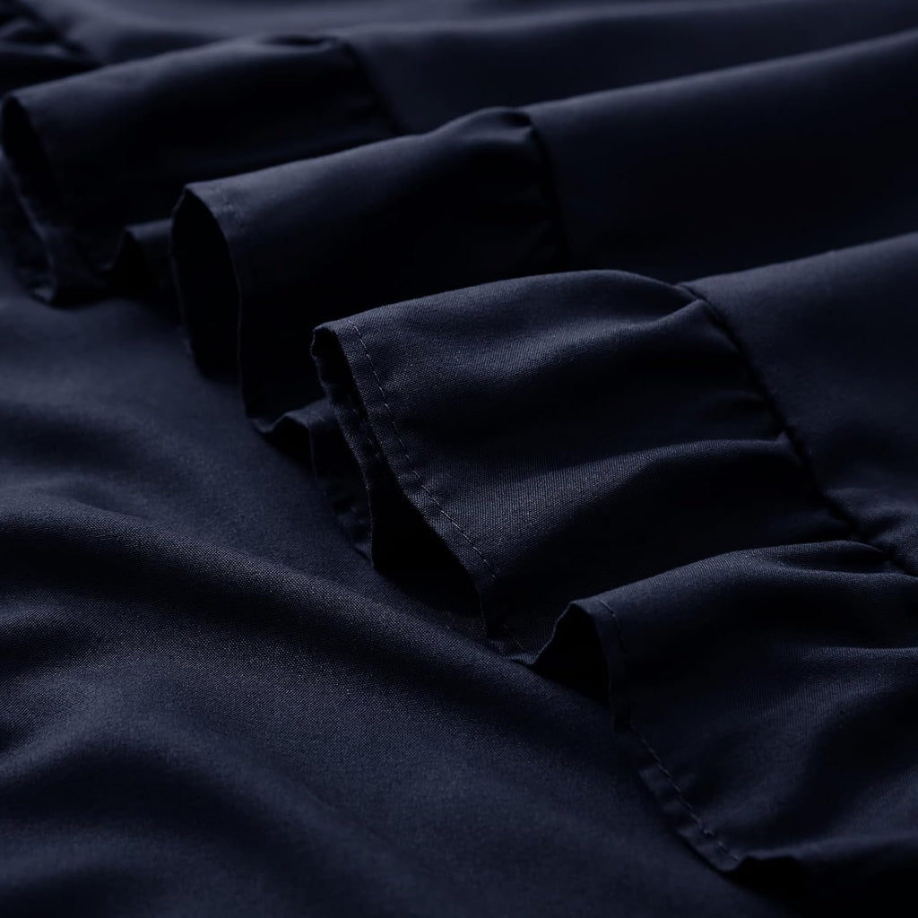 KKJIAF Ruffle Pillow Cases 22x22 Inches, Navy Blue Square Ruffled Pillow Covers Set of 2, Microfiber Wrinkle Resistant Pillow Shams with…
