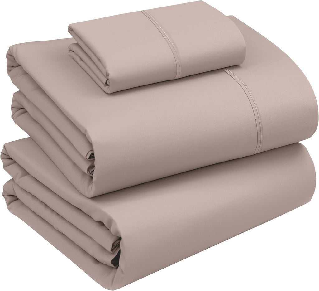 Ruvanti 100% Cotton Percale Sheets Twin Size – Crisp Cooling Bed Sheets for Hot Sleepers, Deep Pocket 16”, Soft Breathable & Durable Hotel-…
