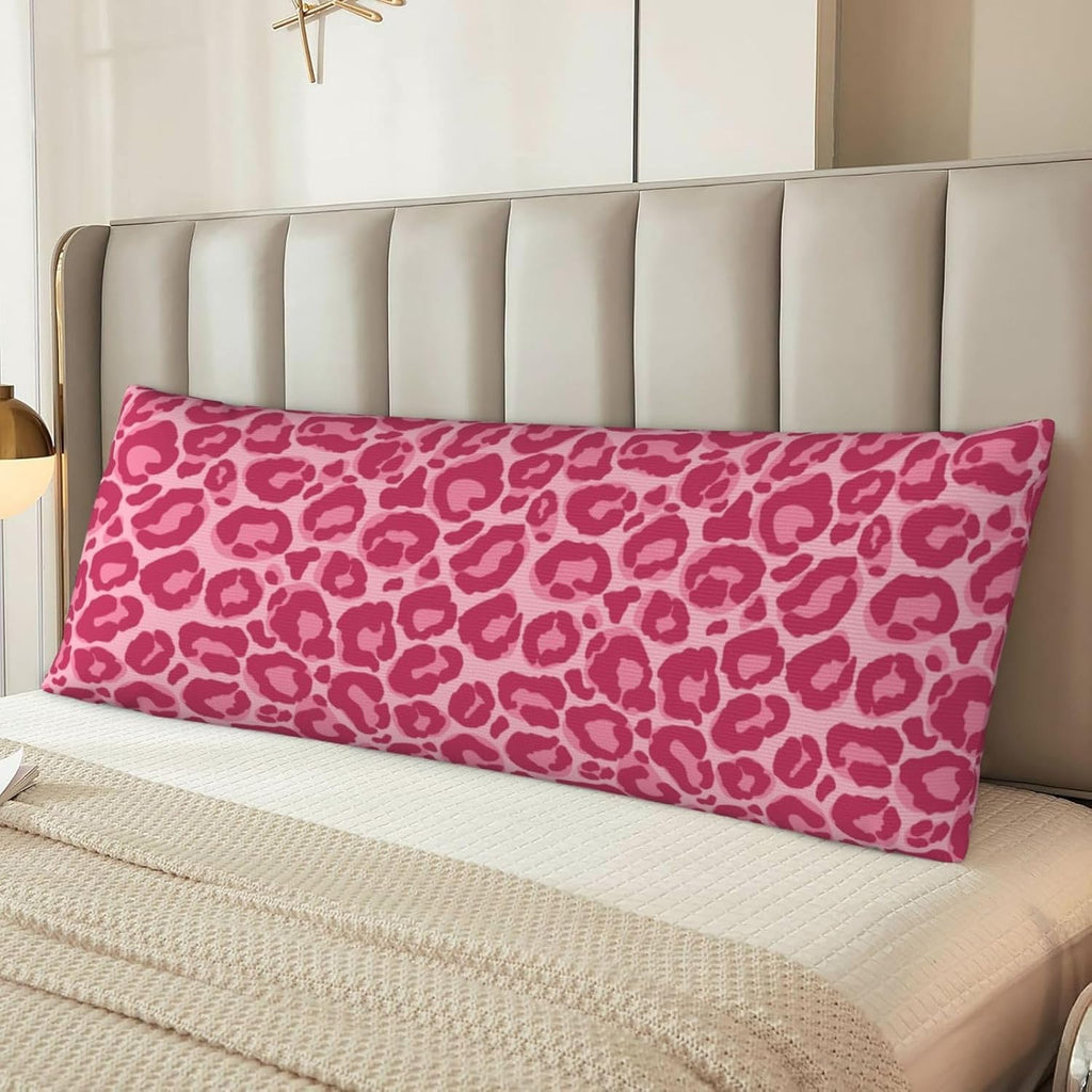 Sovvin Pink Leopard Print Body Pillow Cover Long Pillow Case with Zipper Decorative Soft Cushion Bedding Pillowcase for Couch Bedroo…