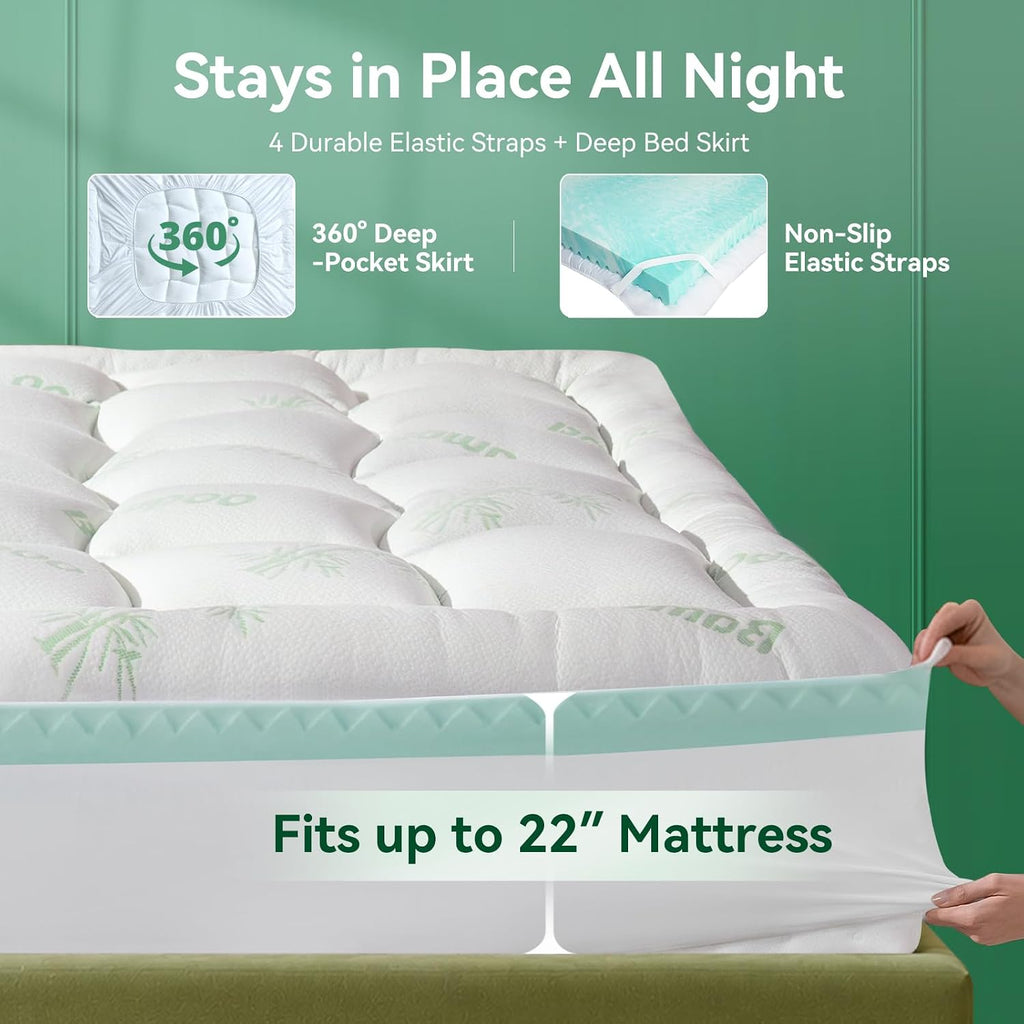 NiceSleepPlusLife Dual Layer 4 Inch Full Size Mattress Topper - 2" Gel Cooling Memory Foam and 2" Ultra Soft Pillow Top, Viscose Made from…