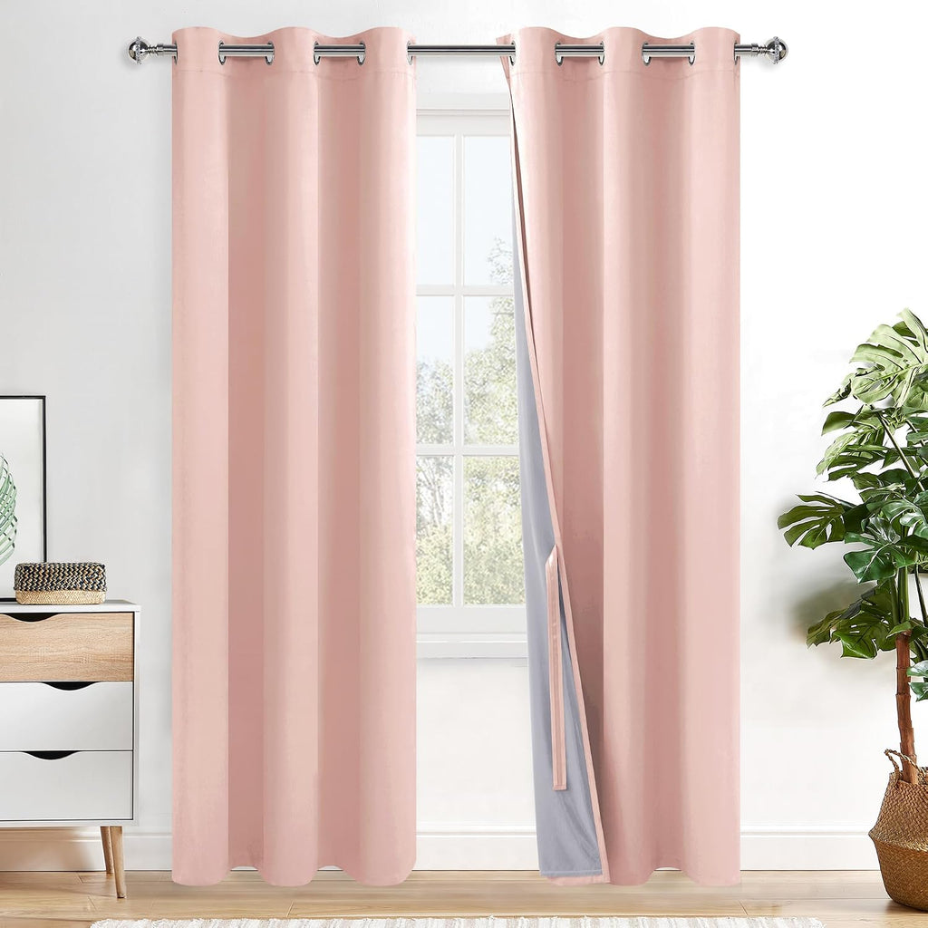 Xwzo Total Blackout Curtains 84 Inches Long 2 Panels with Tiebacks - Heat and Full Light Blocking Thermal Insulating Window Panels with Gro…