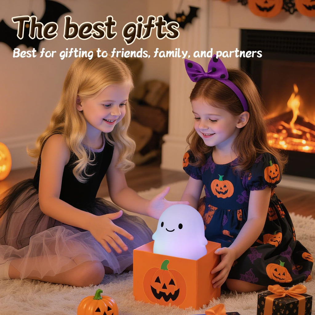 Ghost Night Light Color Changing, Cute Cloud Decor with Colors & 50Hrs, Tap Control Light Up Ghost for Kids, Rechargeable Halloween…