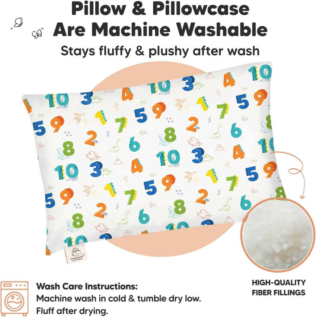 Toddler Pillow with Pillowcase - 13x18 My Little Dreamy Kids Travel Bed Pillows for Sleeping, Organic Cotton Small Pillowcase, Soft &…