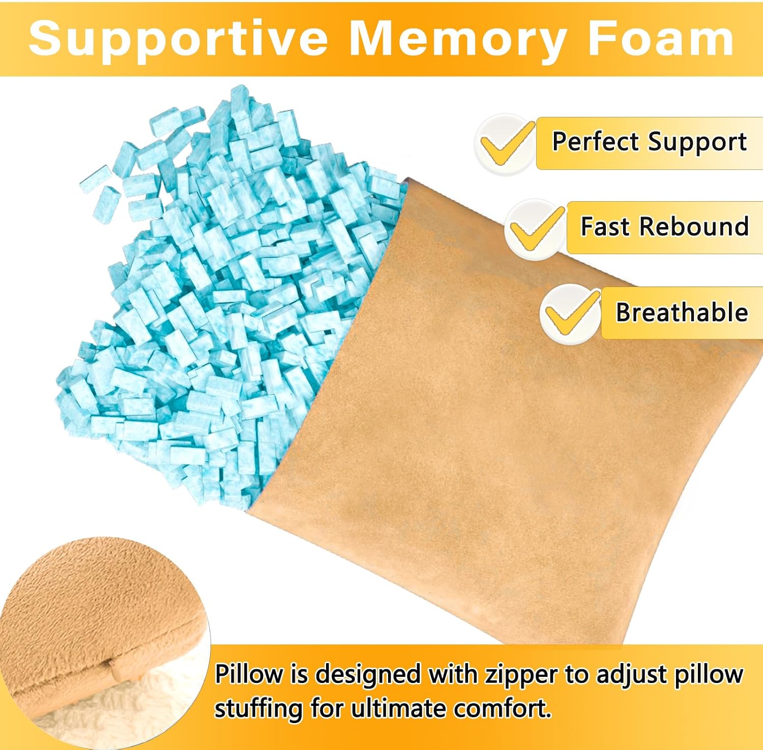 1 MIDDLE ONE 2 Pack Small Pillow, Memory Foam Mini Pillow 11 X 7 Inches for Travel, Sleeping, Nap and Neck, Knee, Lumbar Support, Tiny…