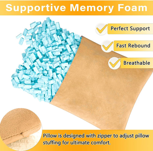 1 MIDDLE ONE 2 Pack Small Pillow, Memory Foam Mini Pillow 11 X 7 Inches for Travel, Sleeping, Nap and Neck, Knee, Lumbar Support, Tiny…