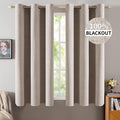 Miulee Linen Blackout Curtains and Drapes 100% Room Darkening Thermal Insulated Grommet Window Panels with Coating 2 PCs W 42 x L 63 inches…