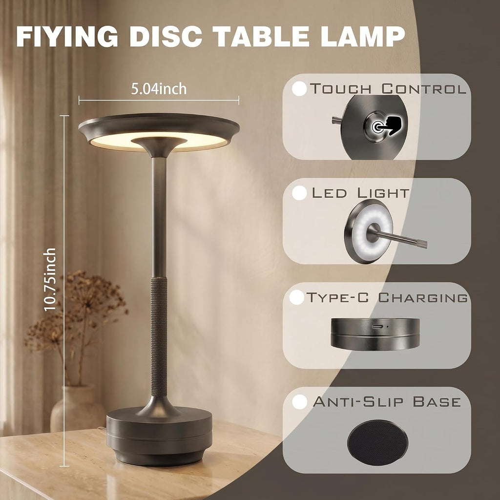 Rechargeable Cordless Table Lamp Set of 2, Portable Battery Operated LED Table Light, 3 Color Stepless Dimming with Touch Sensor & Memory…