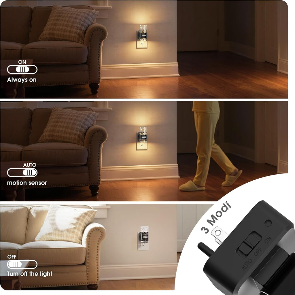 JandCase Motion Sensor Night Light, Night Lights Plug Into Wall, 3000k LED Dimmable Night-Lights with Adjustable Brightness, 0-100Lm…